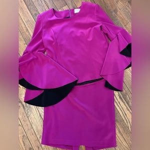 Lily & Taylor of New York church dress mother of bride purple bell sleeve dress